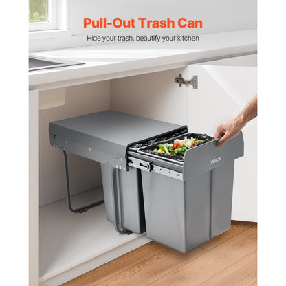 VEVOR Double 20+10+10L Pullout Waste Container Under Cabinet Kitchen Trash Can