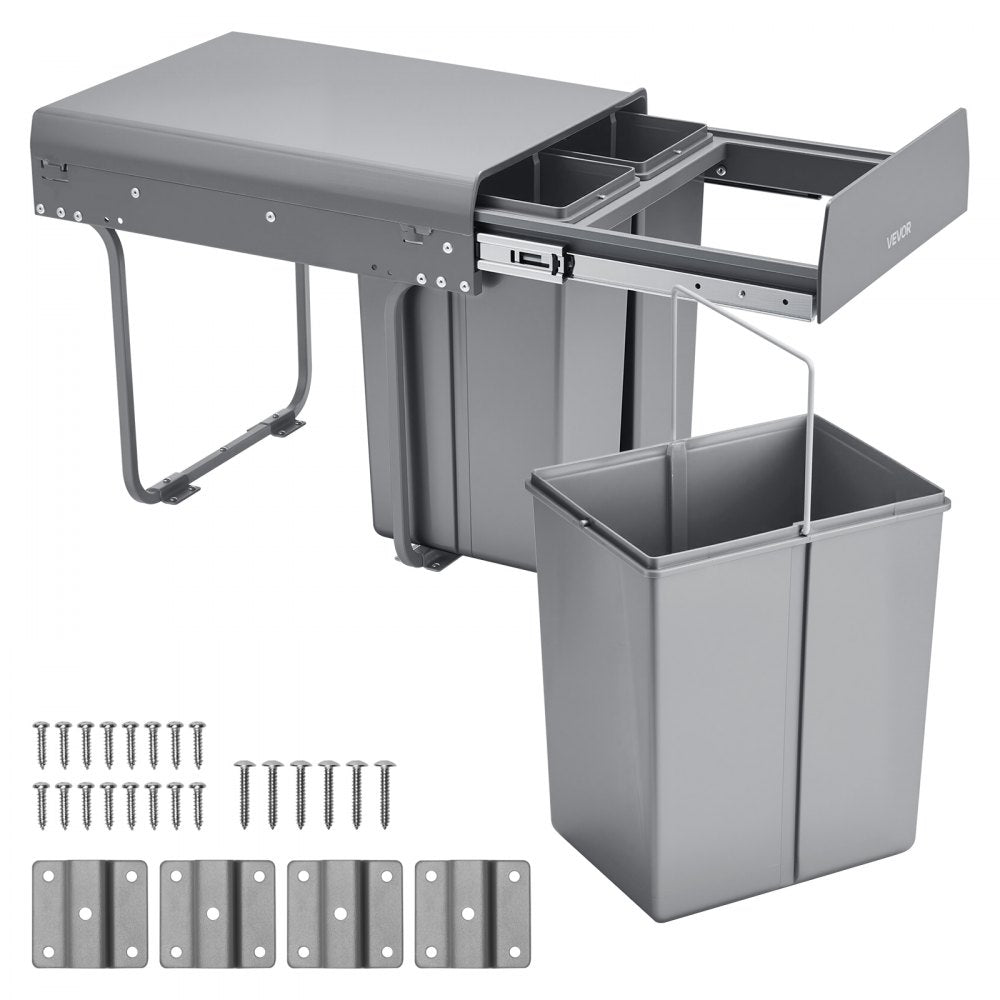 VEVOR Double 20+10+10L Pullout Waste Container Under Cabinet Kitchen Trash Can