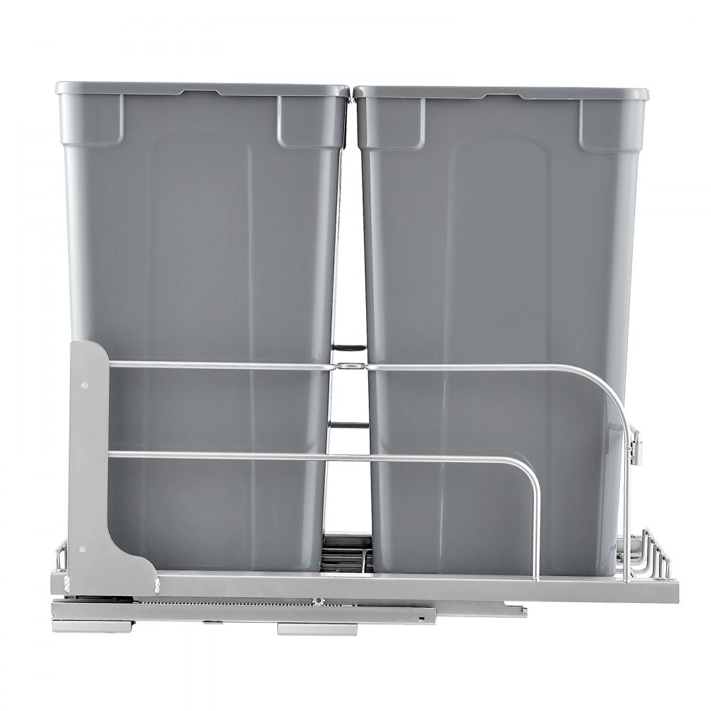 Double Pullout Waste Container Kitchen Trash Can Soft Close Grey 27QTx2