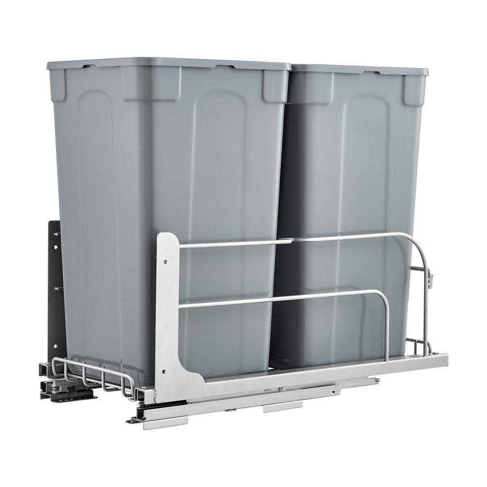 Double Pullout Waste Container Kitchen Trash Can Soft Close Grey 27QTx2