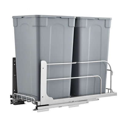 Double Pullout Waste Container Kitchen Trash Can Soft Close Grey 27QTx2