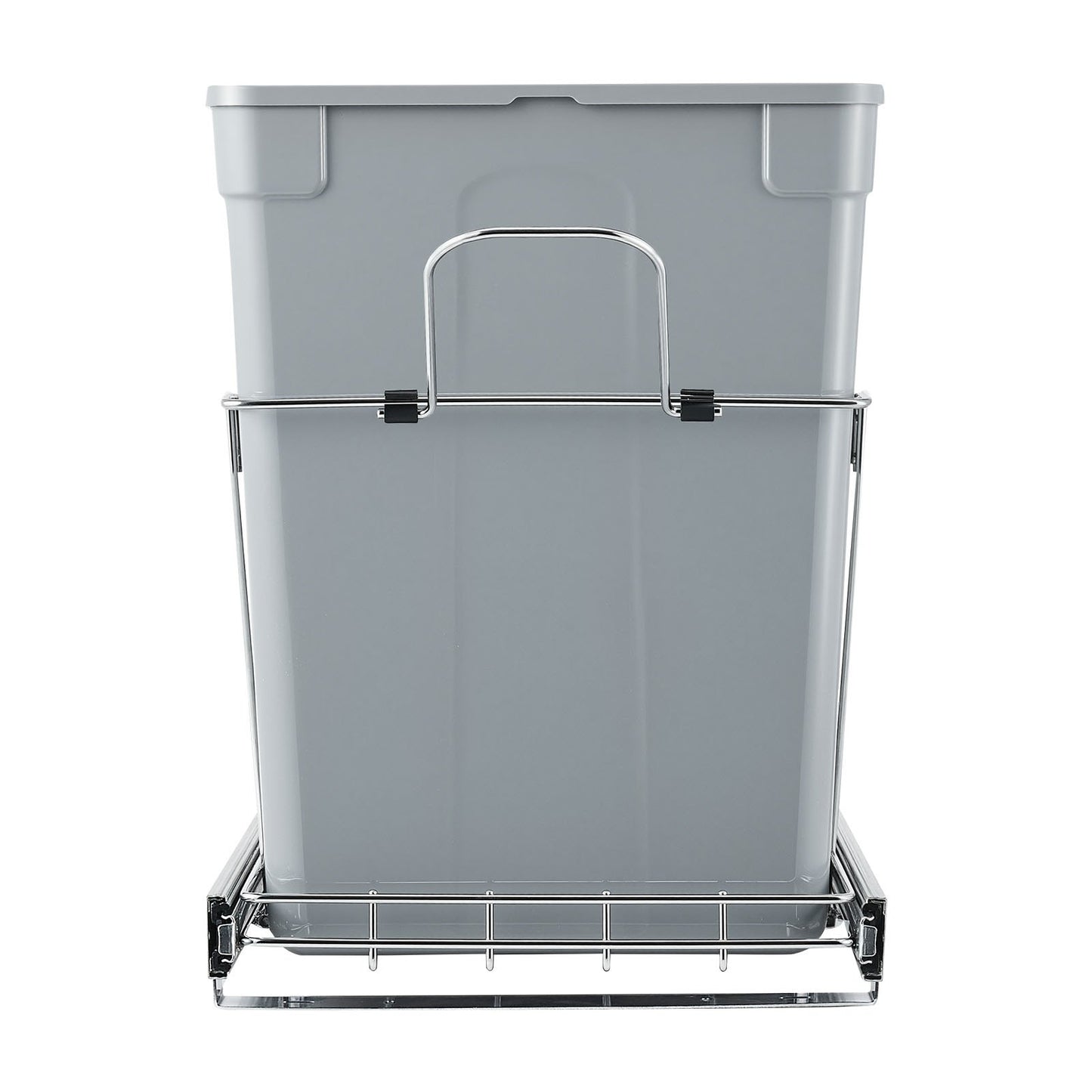 Pullout Trash Can for Kitchen Cabinets, Double Under Sink Garbage Waste Recycling Bin, Under Mount Waste Container, with Heavy Duty Metal Full Extension Sliding System and Handle