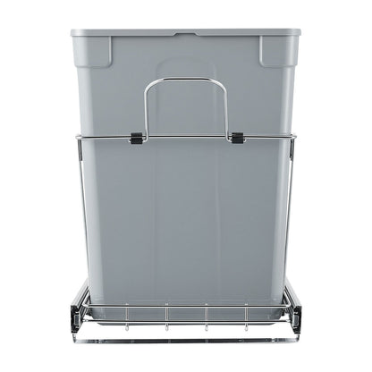 Pullout Trash Can for Kitchen Cabinets, Double Under Sink Garbage Waste Recycling Bin, Under Mount Waste Container, with Heavy Duty Metal Full Extension Sliding System and Handle