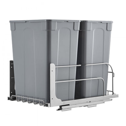 Double Pullout Waste Container Kitchen Trash Can Soft Close Grey 35QTx2