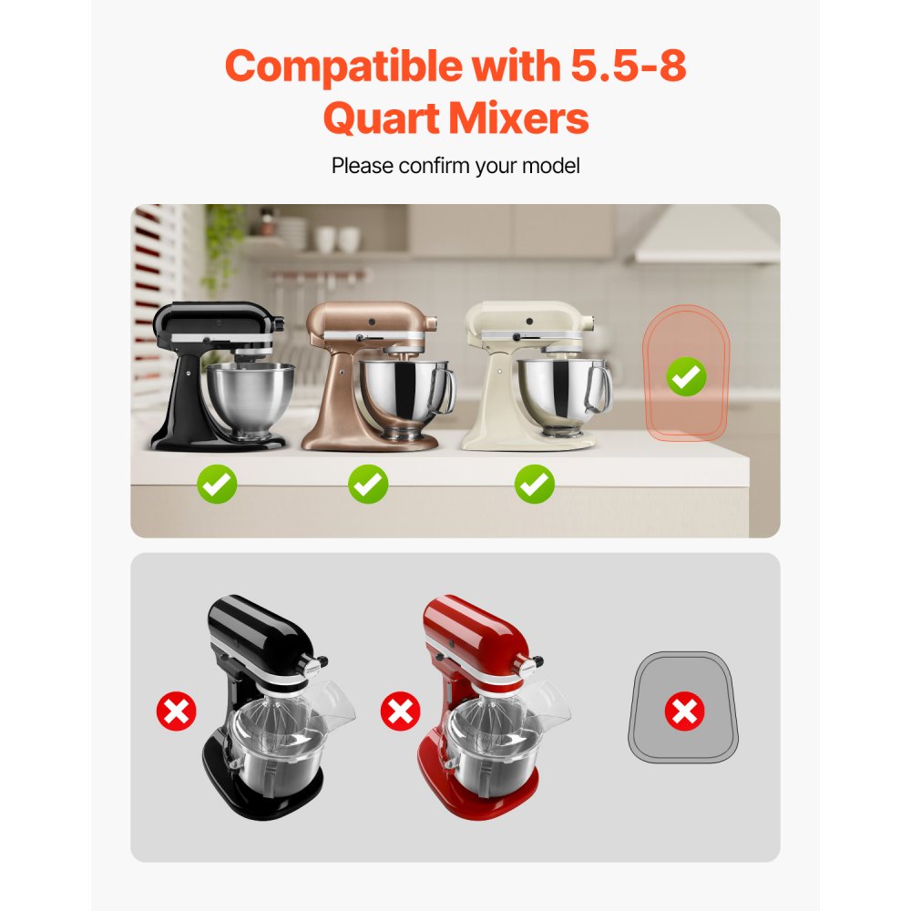 VEVOR Mixer Slider Oval 15.7 x 11.1-inch for Tilt Head 5.5-8 Qt Stand Mixer,399 x 282 x 23 mm