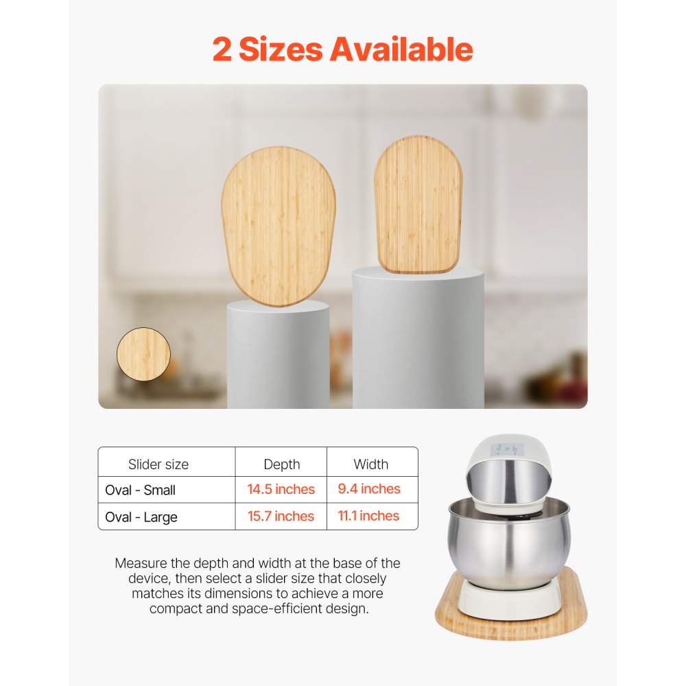 VEVOR Bamboo Mixer Slider for Tilt Head Kitchen Aid 4.5-5 Qt Stand Mixer,368 x 239 x 23 mm