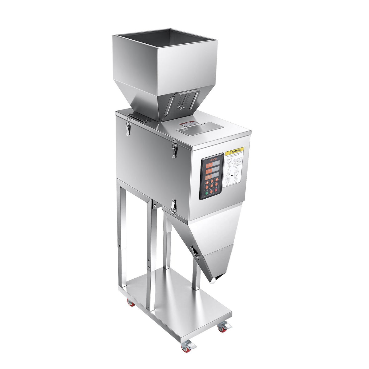 Powder Filling Machine, 10-999g Automatic Particle Dispenser, Premium Stainless Steel, Intelligent Weighing Dispensing Filler with Foot Pedal, for Coffee Beans, Grains, Tea, Spices, Silver