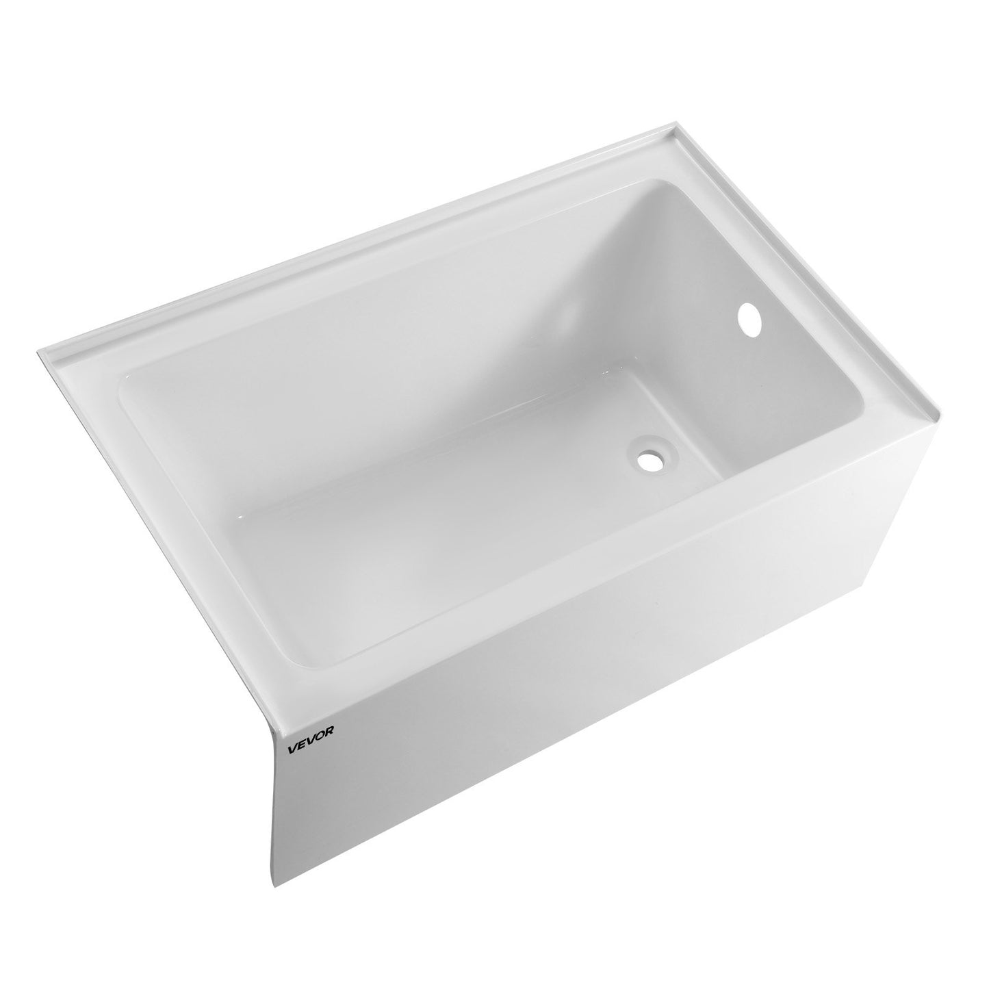 Alcove Bathtub, 1219 x 762 mm Contemporary Alcove Acrylic Bathtub, Soaking Bath Tub with Right Hand Drain and Overflow Hole, Rectangular Deep Soak Tub for Bathroom with Integral Flange, White