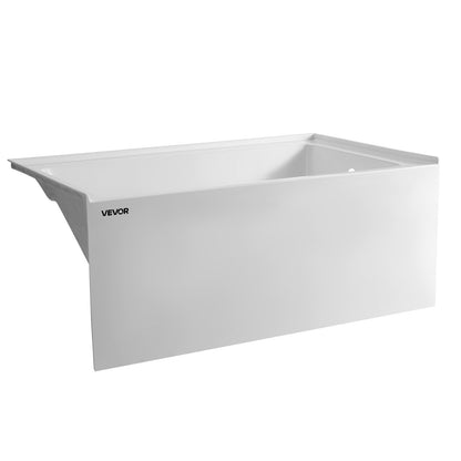 Alcove Bathtub, 1219 x 762 mm Contemporary Alcove Acrylic Bathtub, Soaking Bath Tub with Right Hand Drain and Overflow Hole, Rectangular Deep Soak Tub for Bathroom with Integral Flange, White