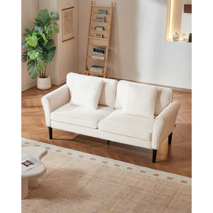 Loveseat Sofa 176 cm Velvet Fabric 2-Seats Couch with Sinuous Spring White