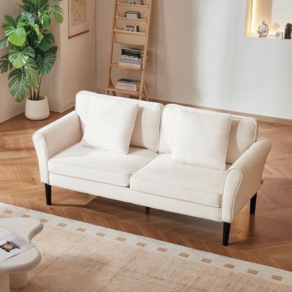 Loveseat Sofa 176 cm Velvet Fabric 2-Seats Couch with Sinuous Spring White