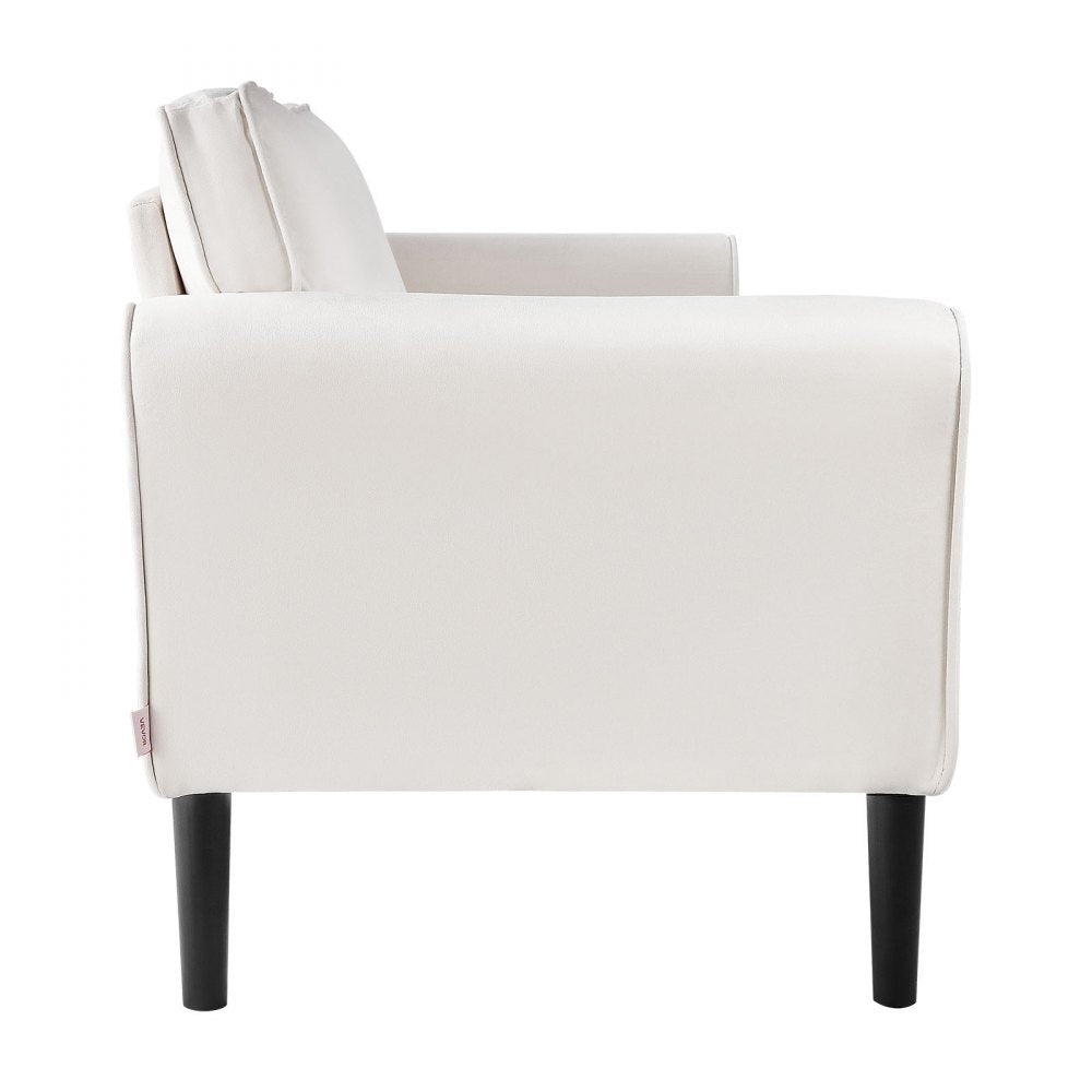 Loveseat Sofa 176 cm Velvet Fabric 2-Seats Couch with Sinuous Spring White