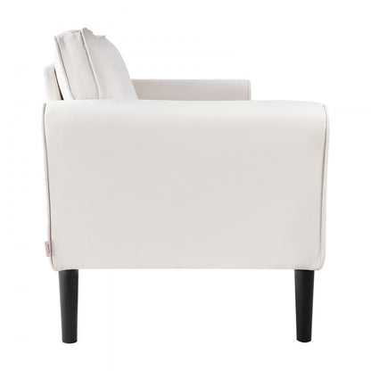 Loveseat Sofa 176 cm Velvet Fabric 2-Seats Couch with Sinuous Spring White