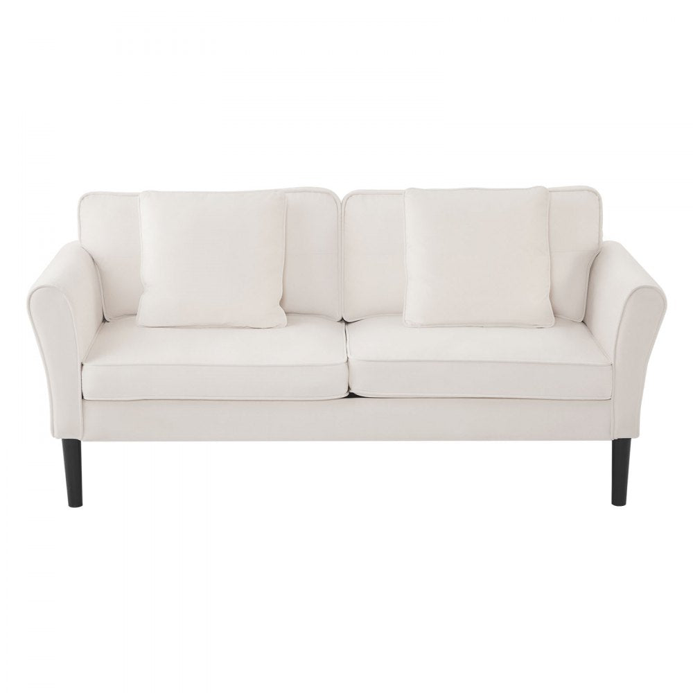 Loveseat Sofa 176 cm Velvet Fabric 2-Seats Couch with Sinuous Spring White