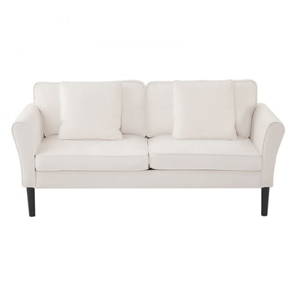Loveseat Sofa 176 cm Velvet Fabric 2-Seats Couch with Sinuous Spring White