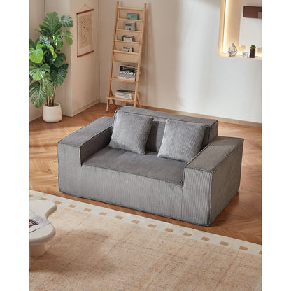VEVOR Loveseat Sofa 160 cm 2-Seat Small Corduroy Couch No Assembly Required Gray