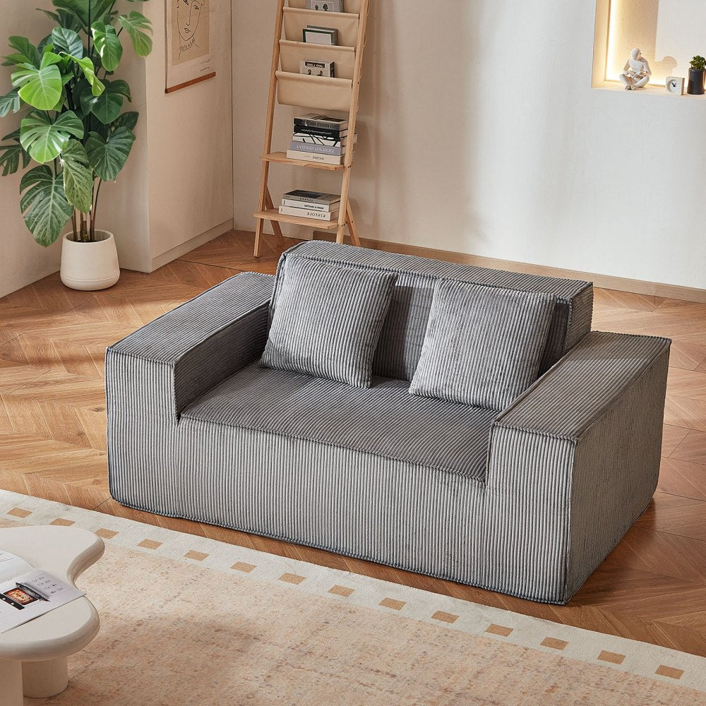 VEVOR Loveseat Sofa 160 cm 2-Seat Small Corduroy Couch No Assembly Required Gray