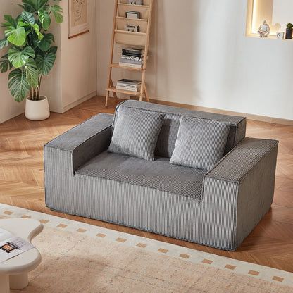 VEVOR Loveseat Sofa 160 cm 2-Seat Small Corduroy Couch No Assembly Required Gray
