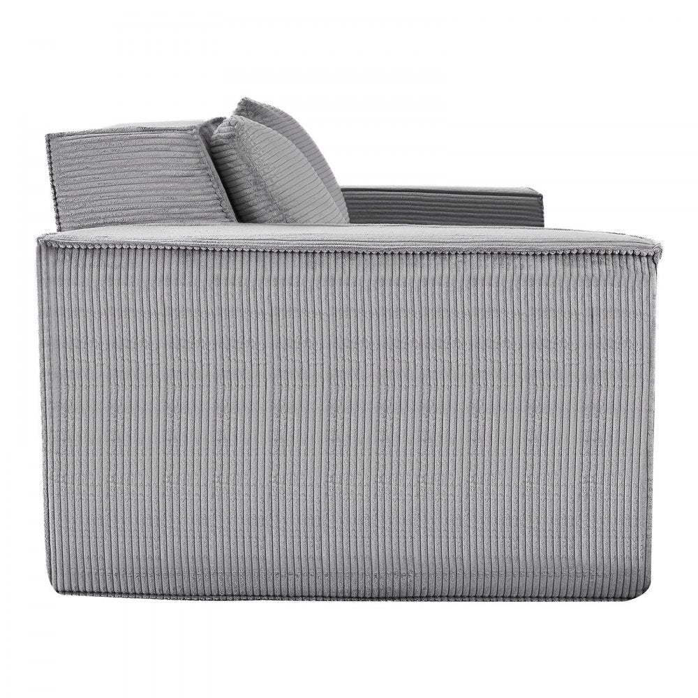 VEVOR Loveseat Sofa 160 cm 2-Seat Small Corduroy Couch No Assembly Required Gray