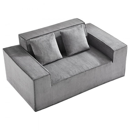 VEVOR Loveseat Sofa 160 cm 2-Seat Small Corduroy Couch No Assembly Required Gray