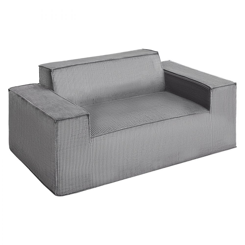 VEVOR Loveseat Sofa 160 cm 2-Seat Small Corduroy Couch No Assembly Required Gray