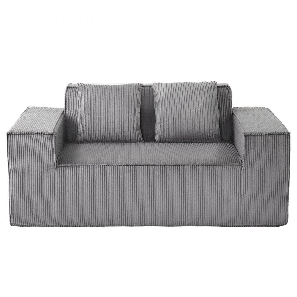 VEVOR Loveseat Sofa 160 cm 2-Seat Small Corduroy Couch No Assembly Required Gray