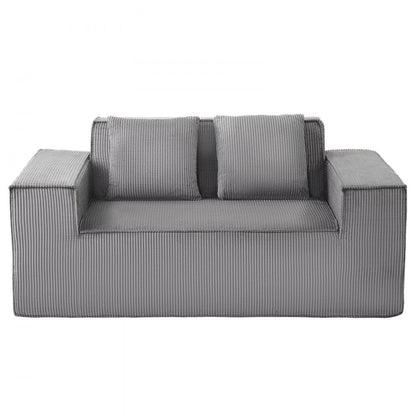 VEVOR Loveseat Sofa 160 cm 2-Seat Small Corduroy Couch No Assembly Required Gray