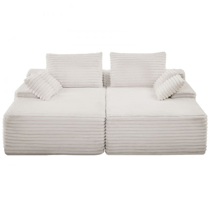 VEVOR Oversized Double Chaise Lounge 210 cm Corduroy Loveseat Sofa Beige