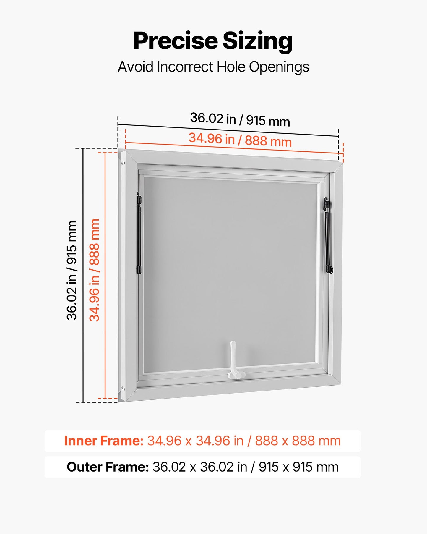 Concession Window 915x915mm Aluminum Alloy Frame Service Window, for Food Truck, Up to 85 Degrees Stand Serving w/ Awning Door and Drag Hook, Rainwater Resistant for Concession Trailer