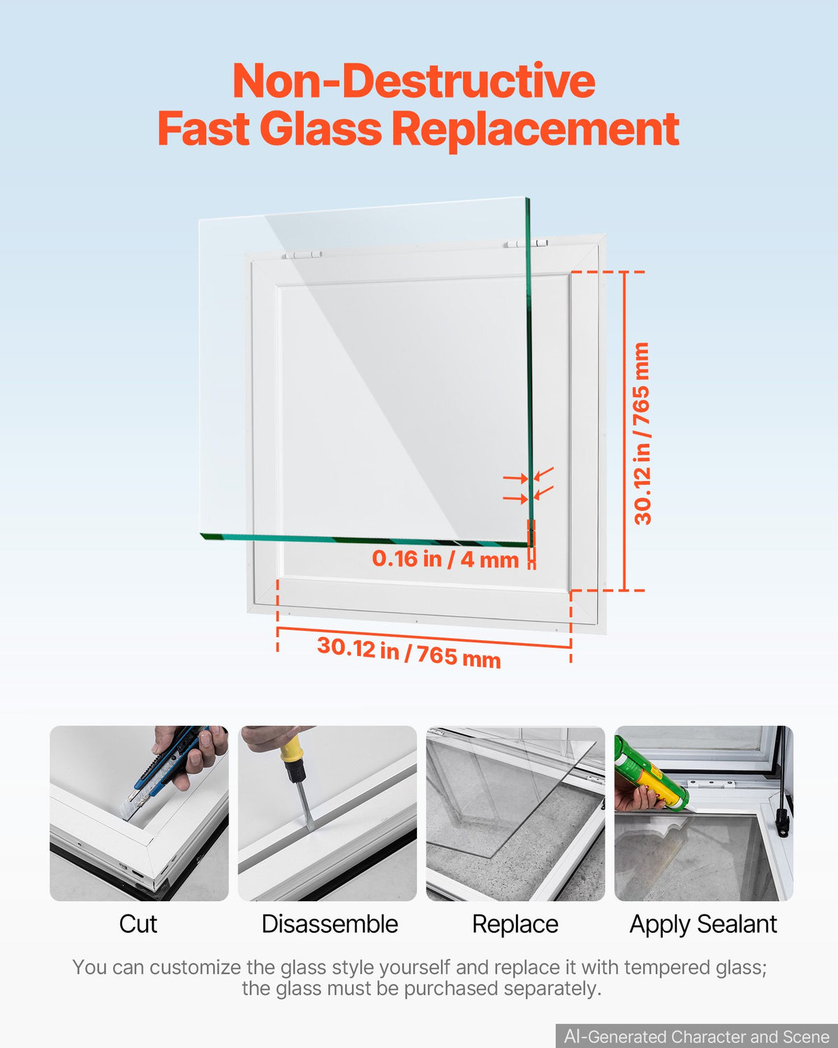 Concession Window 915x915mm Aluminum Alloy Frame Service Window, for Food Truck, Up to 85 Degrees Stand Serving w/ Awning Door and Drag Hook, Rainwater Resistant for Concession Trailer
