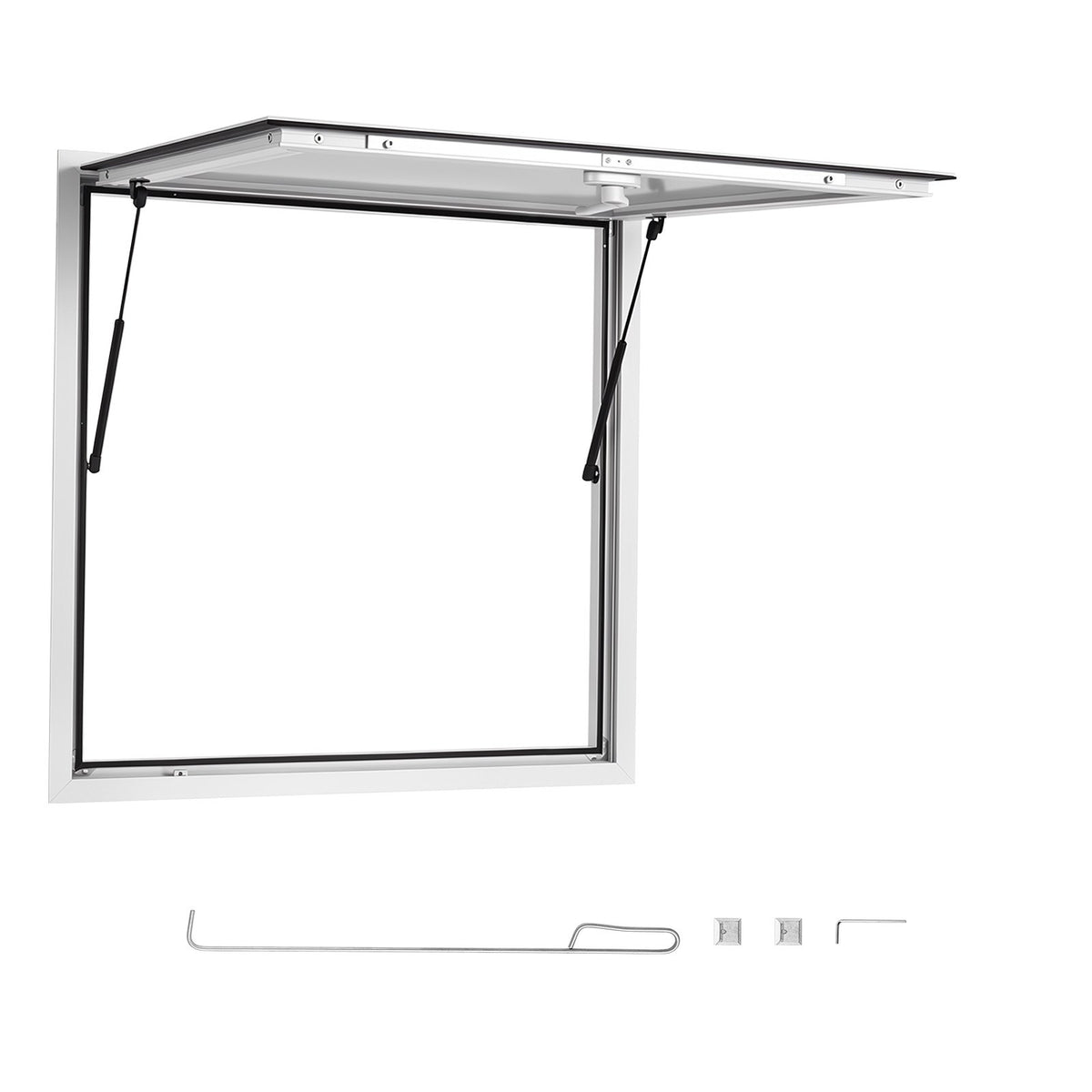 Concession Window 915x915mm Aluminum Alloy Frame Service Window, for Food Truck, Up to 85 Degrees Stand Serving w/ Awning Door and Drag Hook, Rainwater Resistant for Concession Trailer
