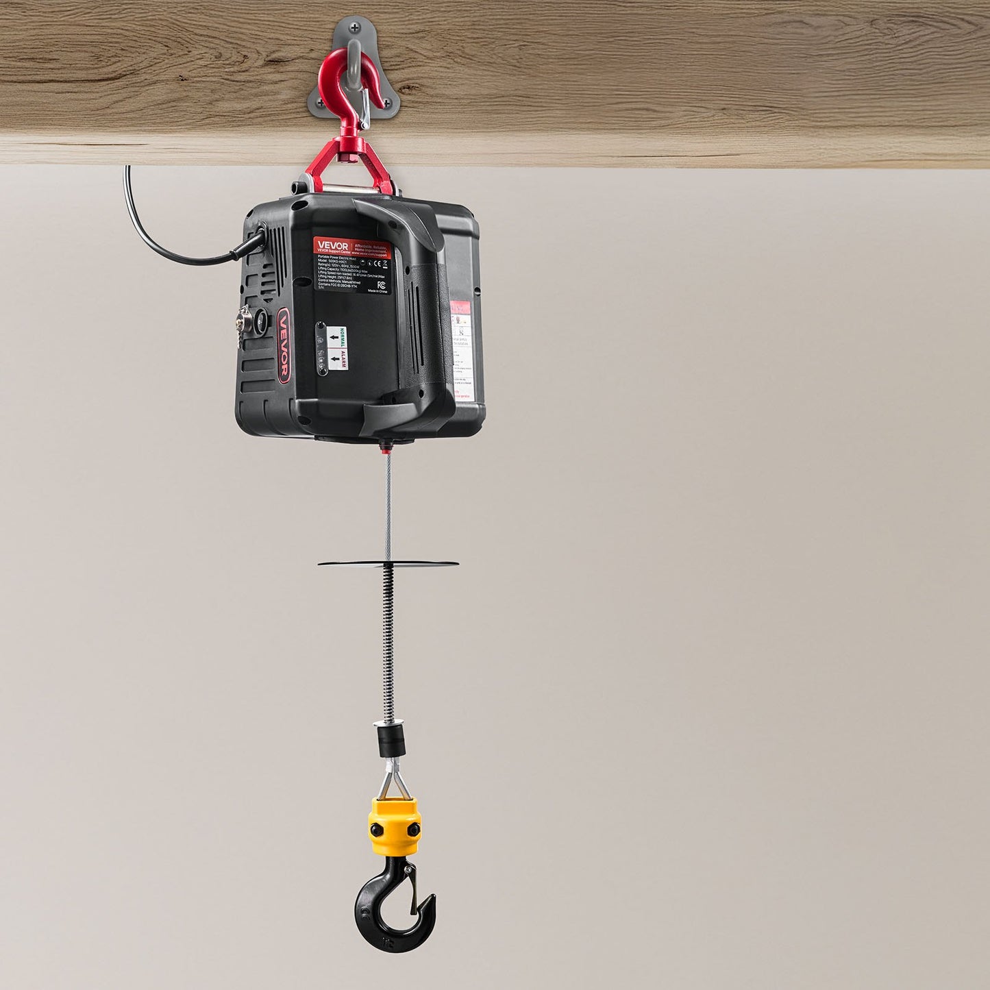 2-in-1 Electric Hoist Winch, 500 kg Capacity, 1500W Portable Power Winch Crane, 7.6 m Lifting Height, 5 m/min with Manual and Wired Remote Control for Factory, Warehouss, Garage