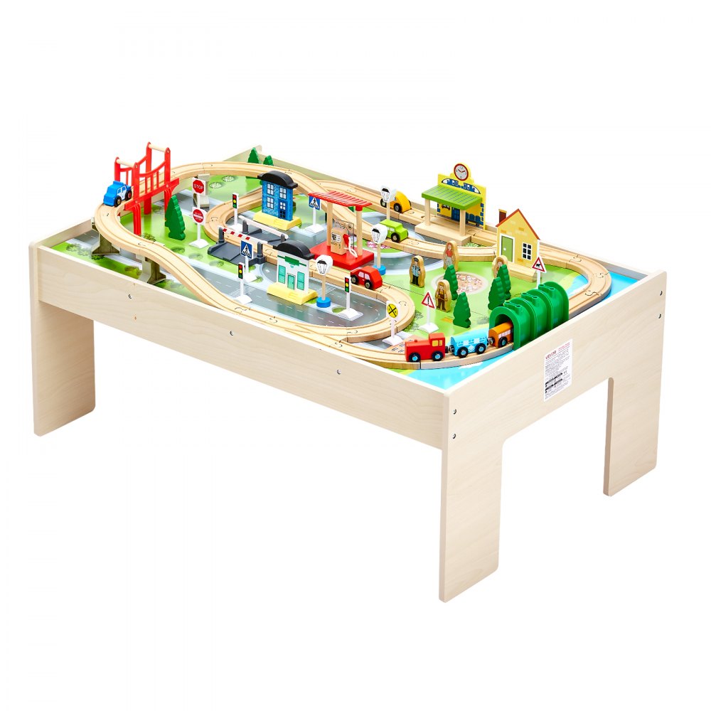 Train Table 84 PCS Wooden Kids Activity Table with Collapsible Storage Bin