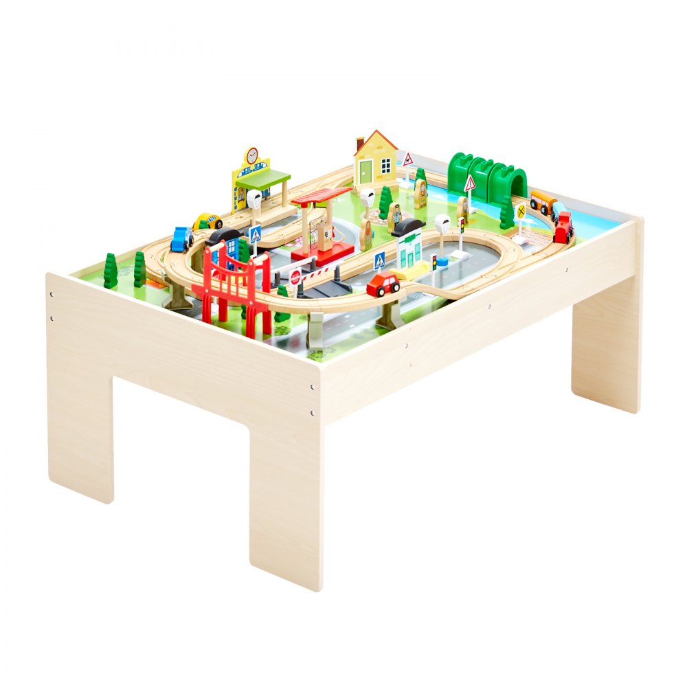 Train Table 84 PCS Wooden Kids Activity Table with Collapsible Storage Bin