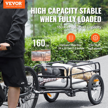 VEVOR Bike Cargo Trailer, 72.5 kg Load, Heavy-Duty Bicycle Wagon Cart, Foldable