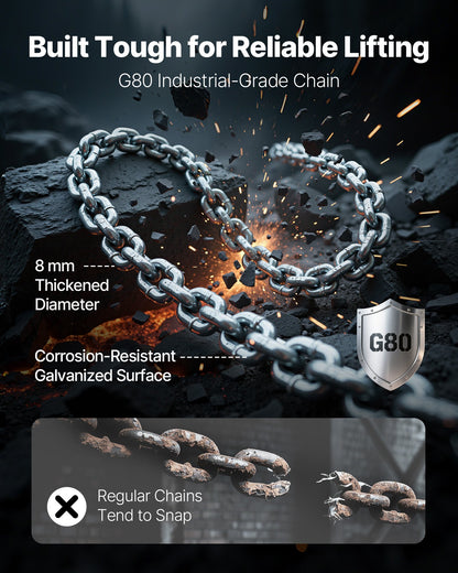 Manual Lever Chain Hoist, 1-1/2T 1500KG Capacity Heavy Duty Come Along, 6M Lift G80 Alloy Steel Chain With Dual Pawl Mechanical Brake, 360° Rotating Hooks, for Warehouse Construction Garage