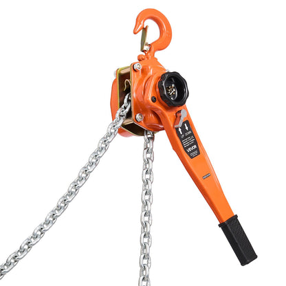 Manual Lever Chain Hoist, 1-1/2T 1500KG Capacity Heavy Duty Come Along, 6M Lift G80 Alloy Steel Chain With Dual Pawl Mechanical Brake, 360° Rotating Hooks, for Warehouse Construction Garage