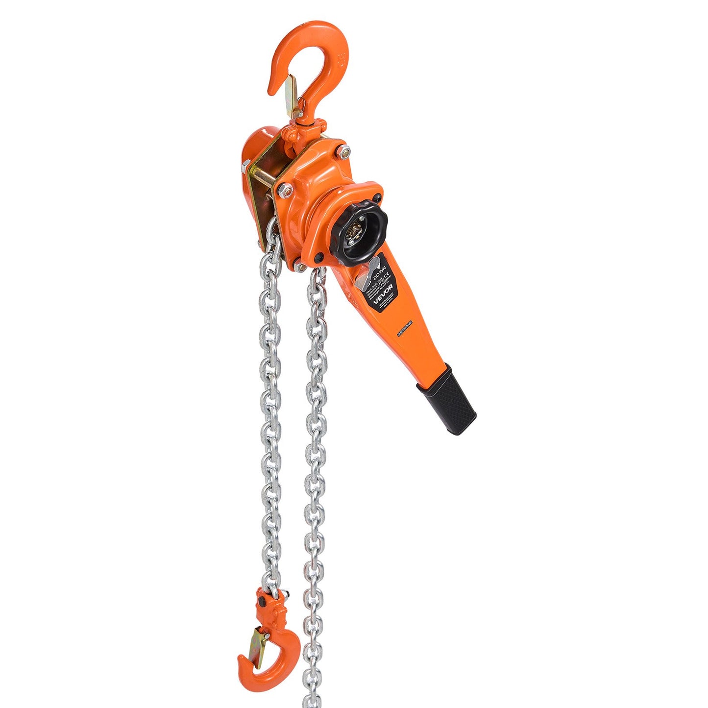 Manual Lever Chain Hoist, 1-1/2T 1500KG Capacity Heavy Duty Come Along, 6M Lift G80 Alloy Steel Chain With Dual Pawl Mechanical Brake, 360° Rotating Hooks, for Warehouse Construction Garage