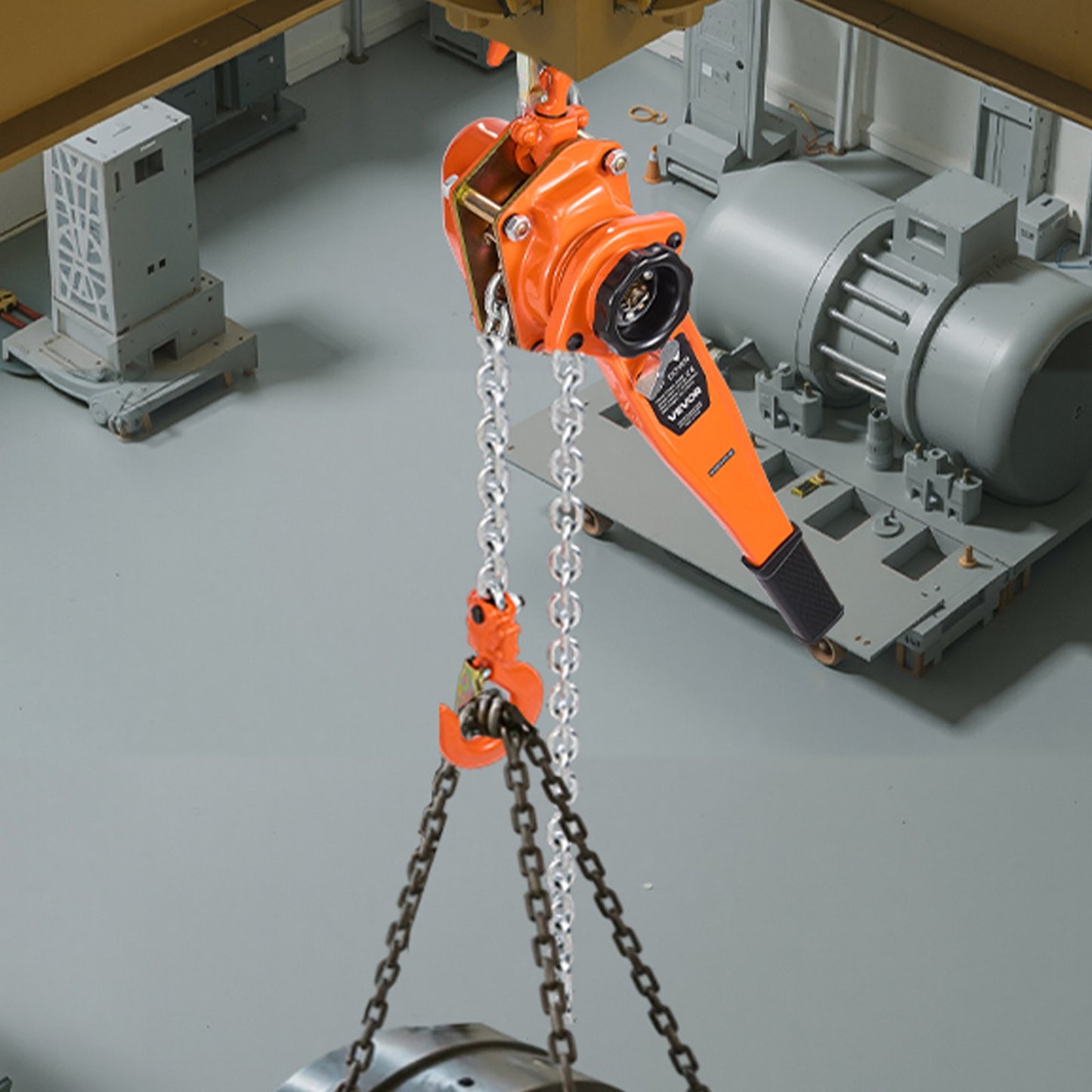 Manual Lever Chain Hoist, 1-1/2T 1500KG Capacity Heavy Duty Come Along, 3M Lift G80 Alloy Steel Chain With Dual Pawl Mechanical Brake, 360° Rotating Hooks, for Warehouse Construction Garage