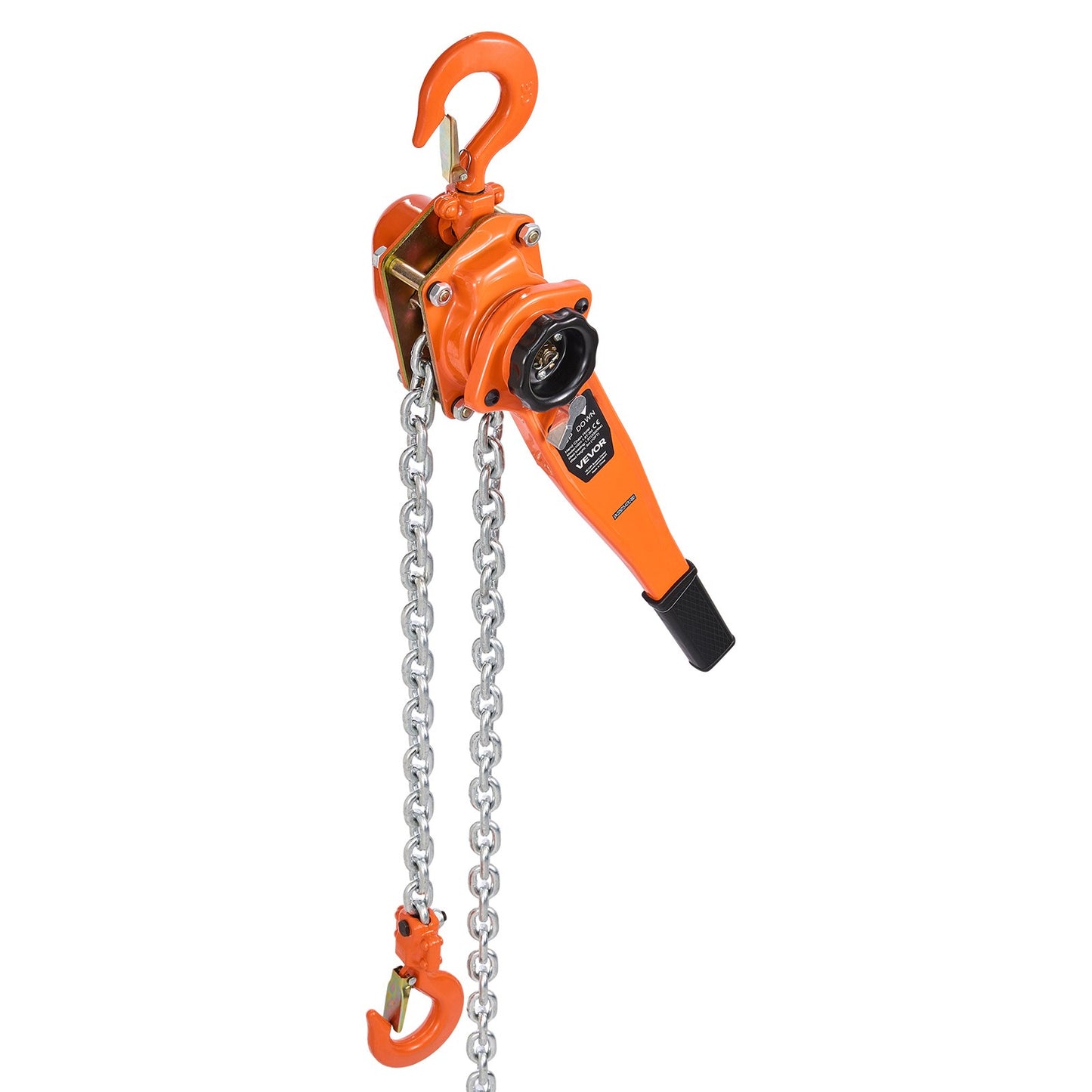 Manual Lever Chain Hoist, 1-1/2T 1500KG Capacity Heavy Duty Come Along, 3M Lift G80 Alloy Steel Chain With Dual Pawl Mechanical Brake, 360° Rotating Hooks, for Warehouse Construction Garage