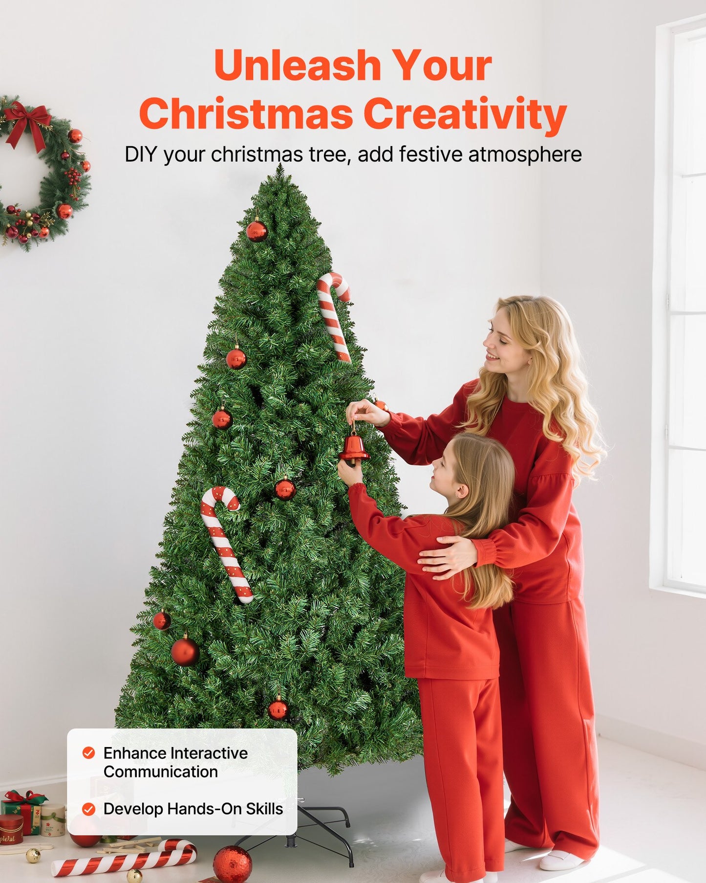 Christmas Tree, 1.8m Artificial Xmas Tree, Full Holiday Decor Trees with 1250 Branch Tips & Sturdy Metal Base for Home Party Office Decoration