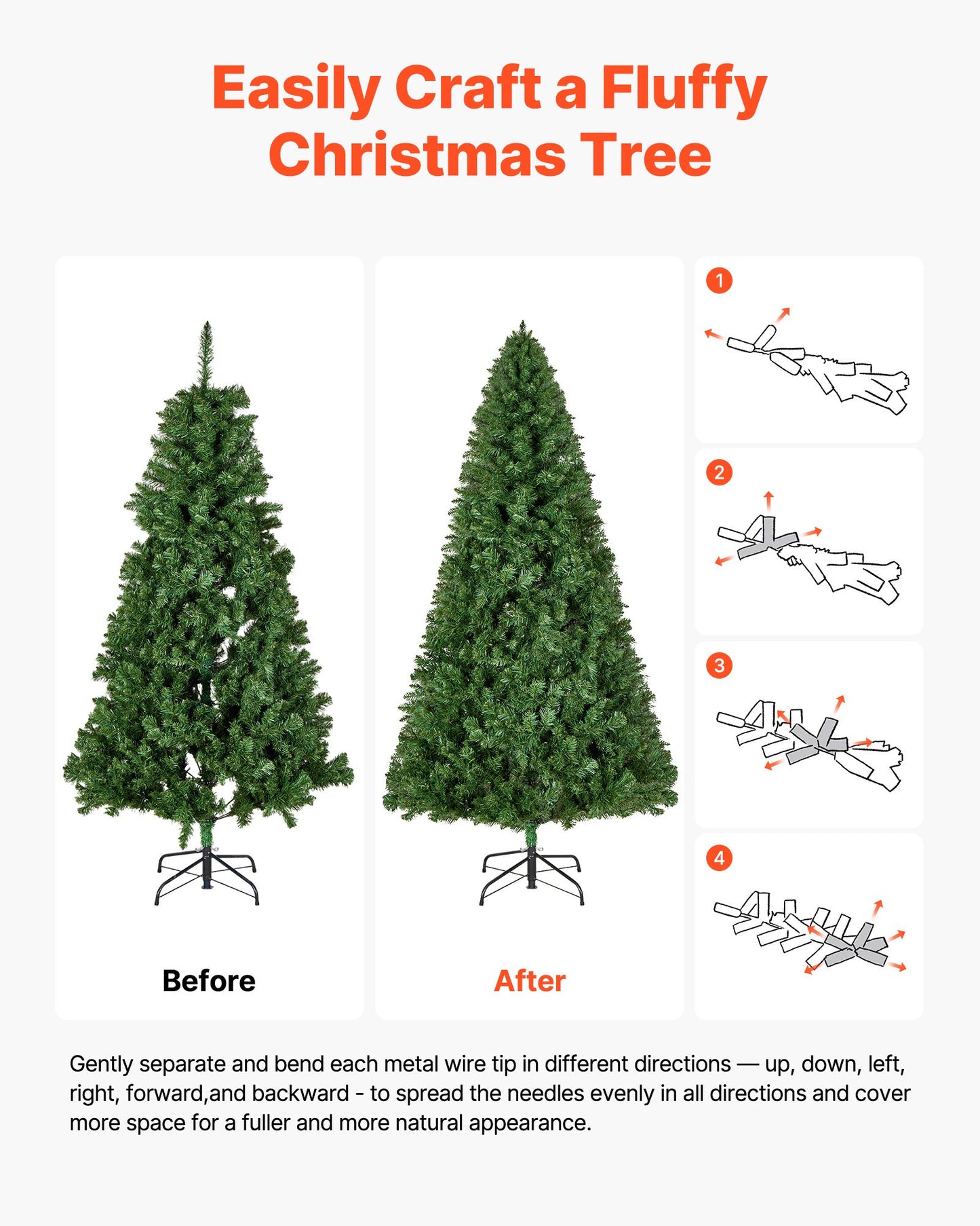 Christmas Tree, 1.8m Artificial Xmas Tree, Full Holiday Decor Trees with 1250 Branch Tips & Sturdy Metal Base for Home Party Office Decoration
