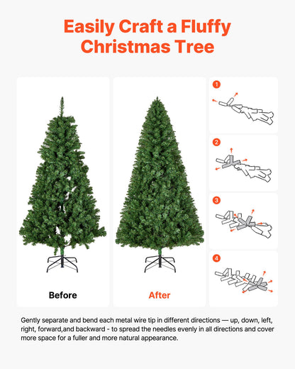 Christmas Tree, 1.8m Artificial Xmas Tree, Full Holiday Decor Trees with 1250 Branch Tips & Sturdy Metal Base for Home Party Office Decoration