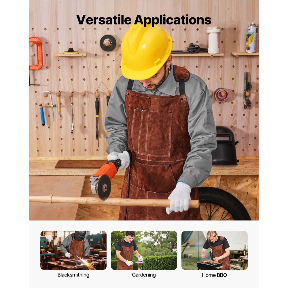 VEVOR Leather Welding Work Apron Heavy Duty Cowhide Heat Resistant Welding Apron