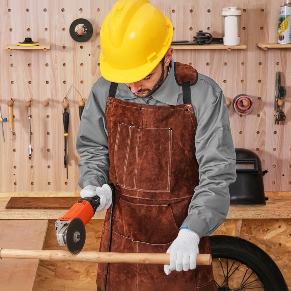 VEVOR Leather Welding Work Apron Heavy Duty Cowhide Heat Resistant Welding Apron