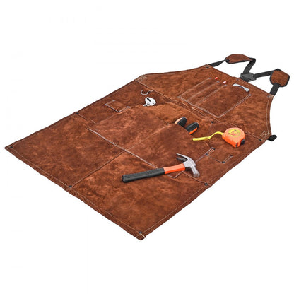 VEVOR Leather Welding Work Apron Heavy Duty Cowhide Heat Resistant Welding Apron