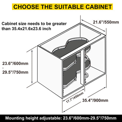 VEVOR Cloud Blind Corner Pullout Blind Corner Cabinet Pull Out for 34 In 2 Tier