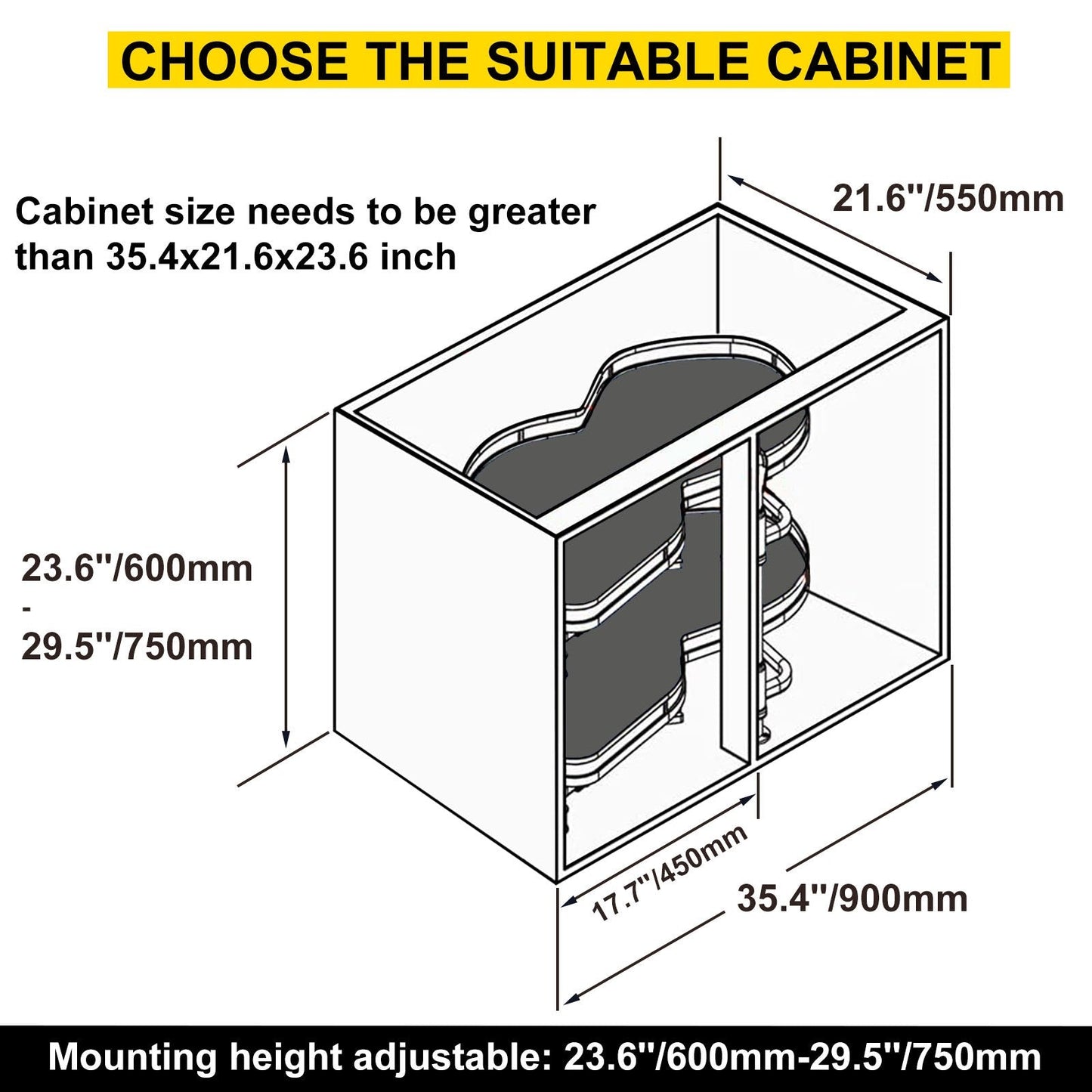 Corner Cabinet Pullout Organizer, 2-Tier, Left-Hand Open, 15 kg Load Capacity