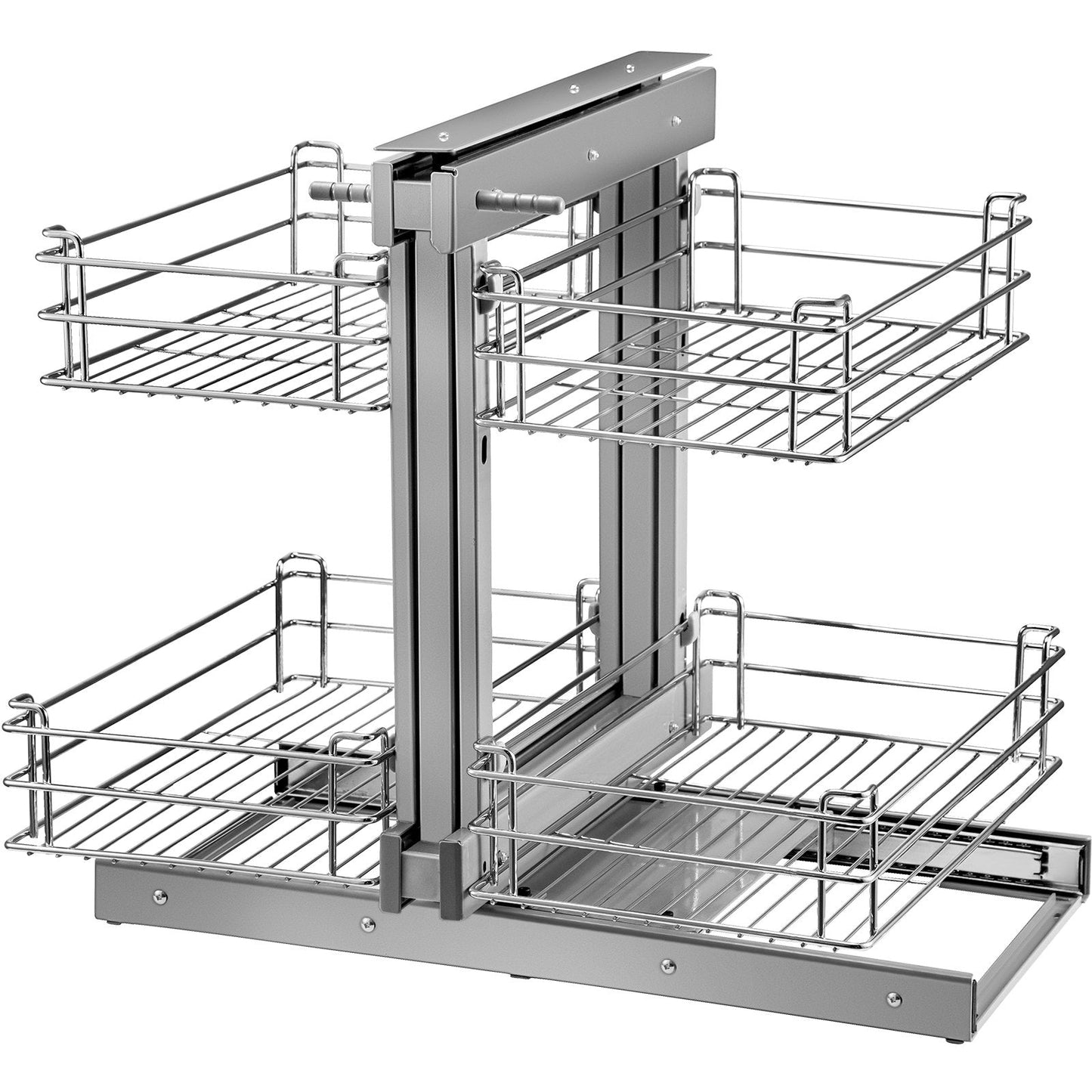 Chrome Soft-Close Pull-Out Blind Corner Cabinet Organizer, 4 Shelves, 18.5 kg