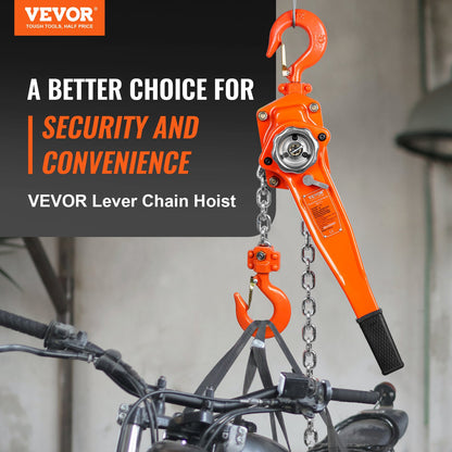 VEVOR Manual Lever Chain Hoist, 1-1/2 Ton 3300 lbs Capacity 10 FT Come Along, G80
